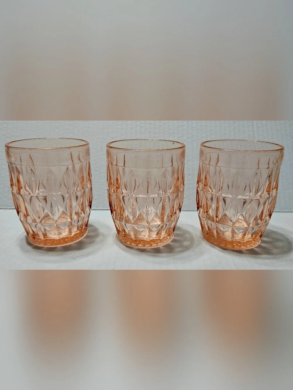 3 VTG JEANNETTE GLASS CO. WINDSOR PINK 3-1/4